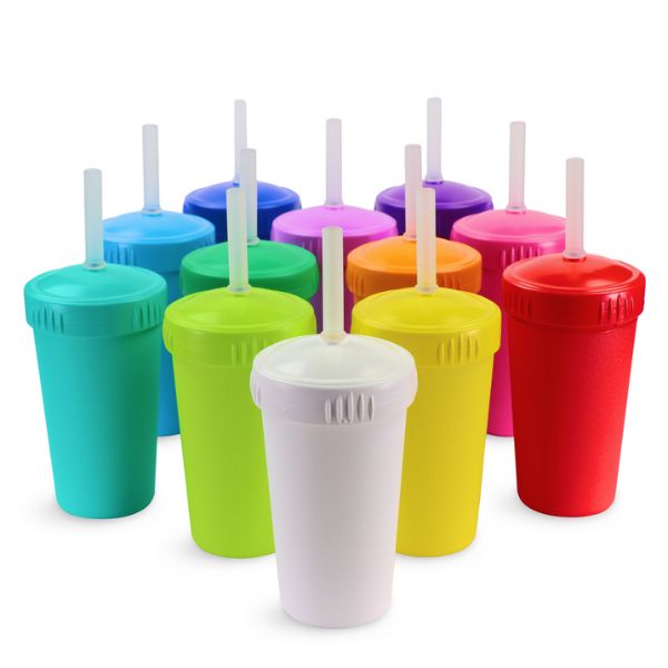 Re-Play | Straw Cup Set with No Pull-Out Straws - Rainbow (12 Pack)