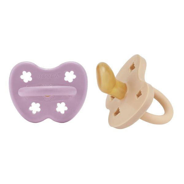 Hevea | 2-Pack Pacifier (3-36 months) - Light Orchid & Sandy Nude