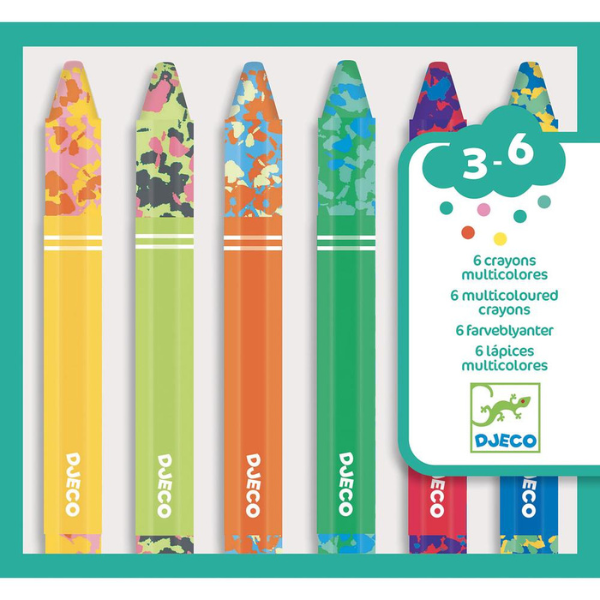 Djeco | 6 Multicoloured Flower Crayons - Alex and Moo