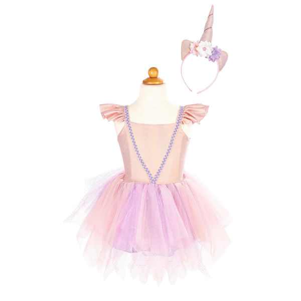 Great Pretenders | Pink Shimmer Unicorn Dress & Headband - Size 5-6 - Alex and Moo