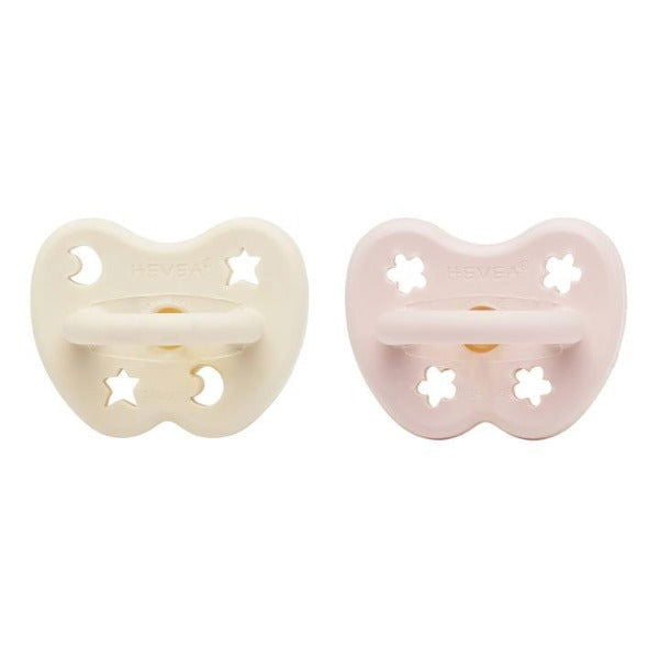 Hevea | 2-pack Pacifier (0-3 months) - Powder Pink & Milky White - Alex and Moo