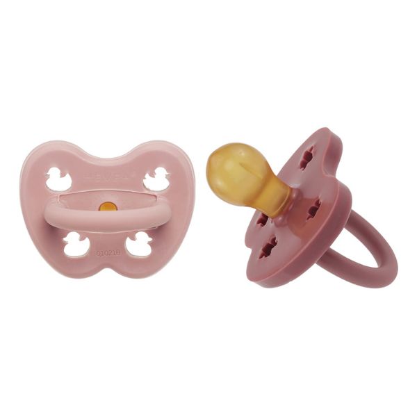 Hevea | 2-Pack Round Pacifier (3-36 months) - Baby Blush & Rosewood