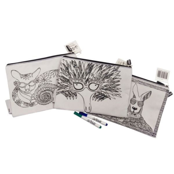 Scribbla | Colouring-in Pencil Case & 2 Fabric Marker Set - Alex and Moo