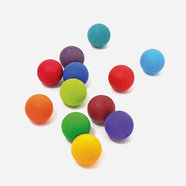 Grimm's | Small Wooden Balls (Set of 12) - Rainbow