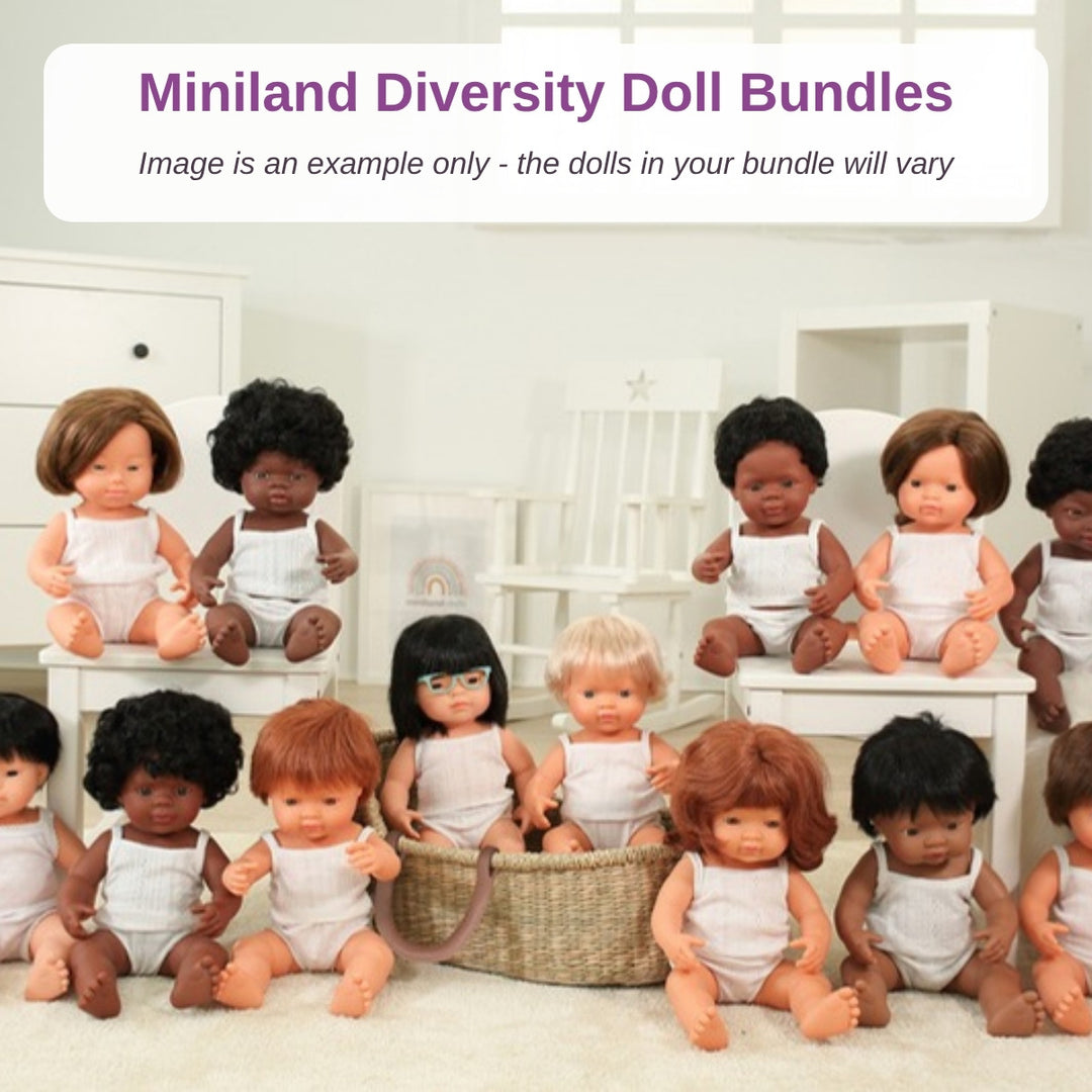 Miniland diversity dolls - example image only, dolls in your bundle will vary