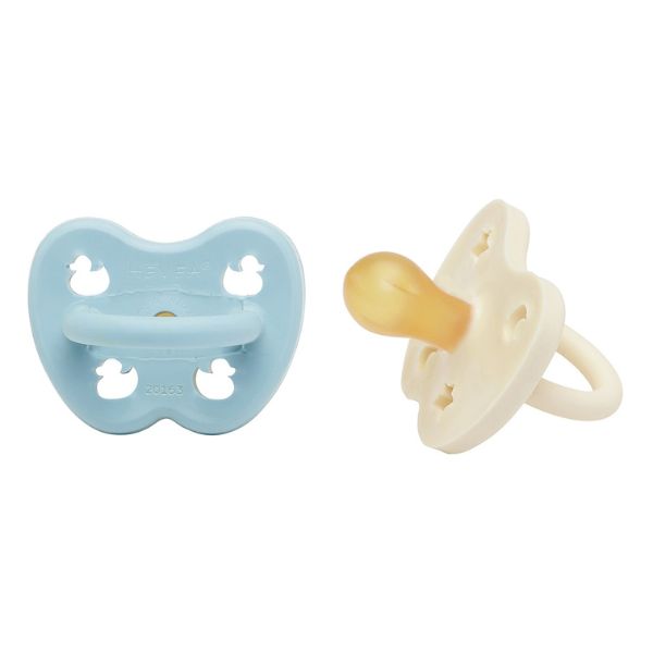Hevea | 2-Pack Pacifier (0-3 months) - Baby Blue & Milky White