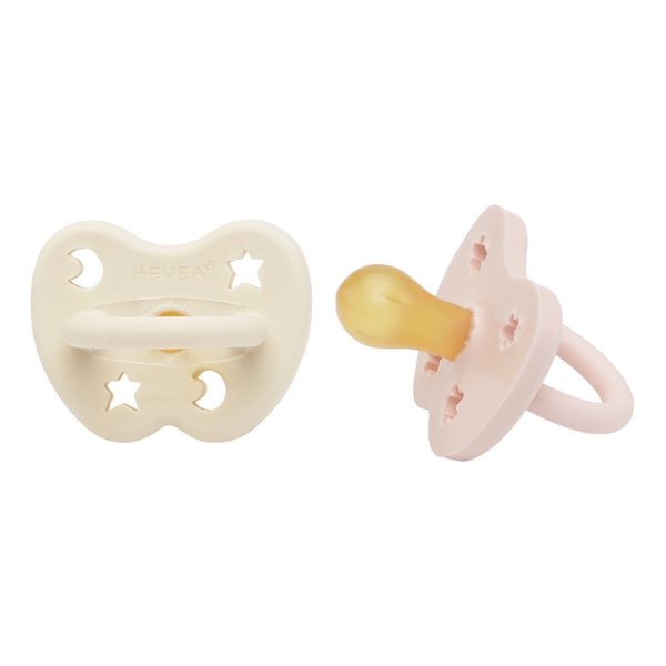 Hevea | 2-Pack Pacifier (0-3 months) - Powder Pink & Milky White