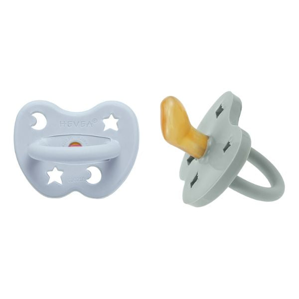 Hevea | 2-Pack Pacifier (3-36 months) - Cottage Blue & Gorgeous Grey