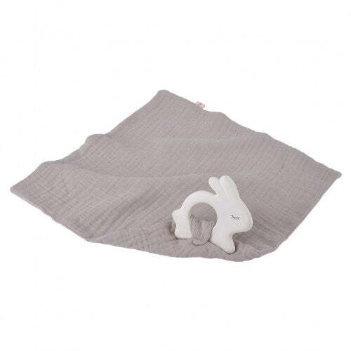 Kikadu | Rabbit Rubber Teether with Muslin