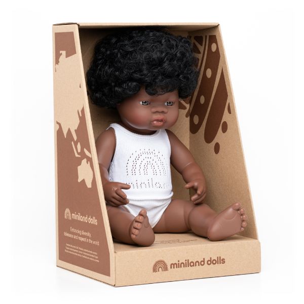 Miniland | 38cm Anatomically Correct African Doll - Boxed