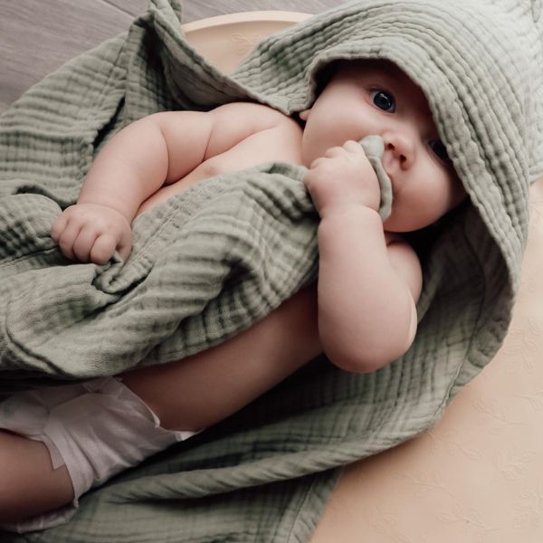 Natruba | Organic Muslin Hooded Baby Towel - 70cm