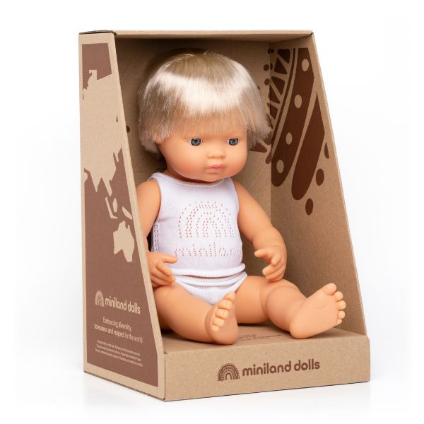 Miniland | 38cm Anatomically Correct Caucasian Doll with Blonde Hair - Boxed