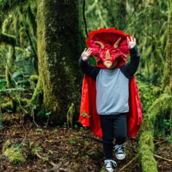 Great Pretenders | Red Triceratops Hooded Cape - Size 4-5