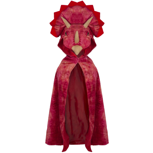 Great Pretenders | Red Triceratops Hooded Cape - Size 4-5