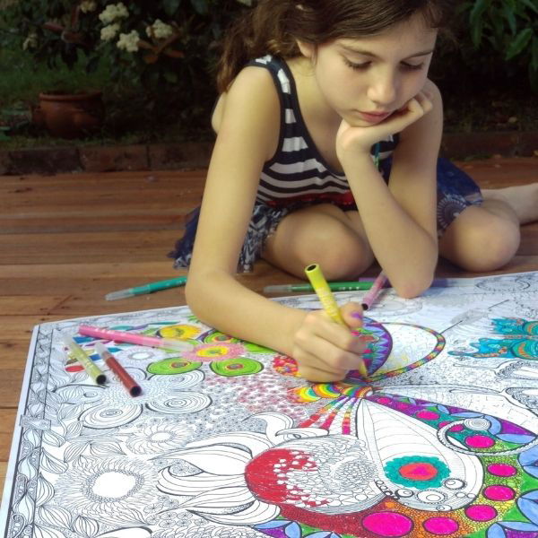 Colour Away | Colouring-in Poster & 12 Marker Set - Alex and Moo