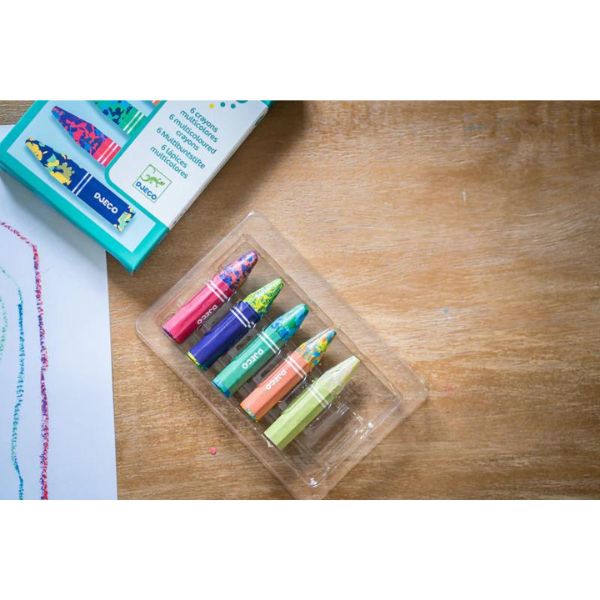 Djeco | 6 Multicoloured Flower Crayons - Alex and Moo