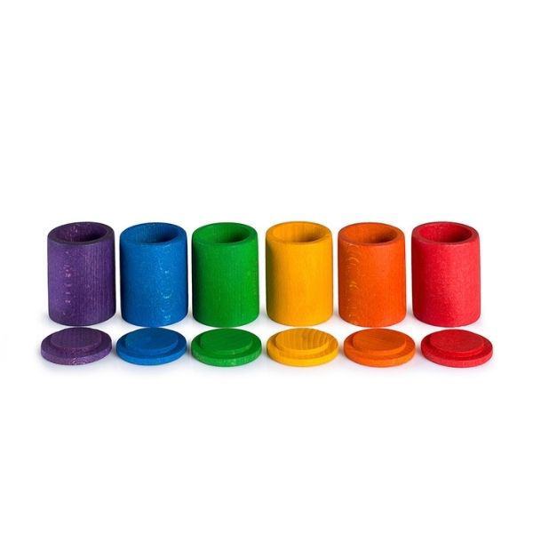 Grapat | 6 Coloured Cups With Cover - Alex and Moo
