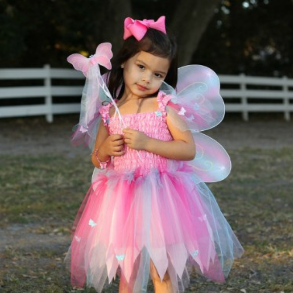 Great Pretenders | Pink Butterfly Dress & Wings with Wand - Alex and Moo