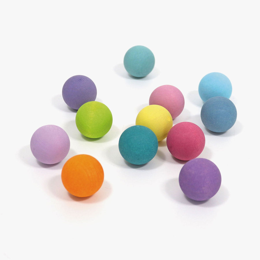 Grimm's | Small Wooden Balls (Set of 12) - Pastel - Alex and Moo