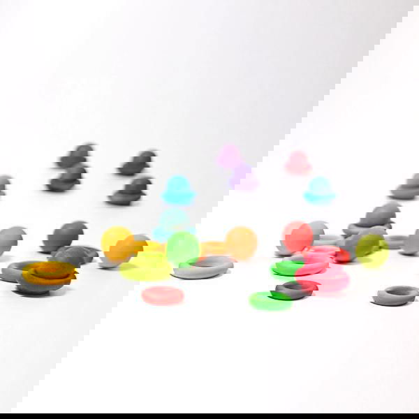 Grimm's | Small Wooden Balls (Set of 12) - Rainbow - Alex and Moo