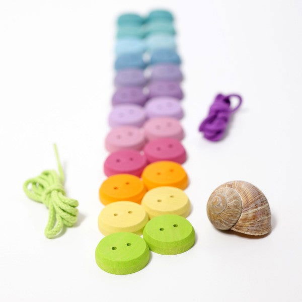 Grimm's | Small Wooden Buttons - Pastel (Set of 24) - Alex and Moo