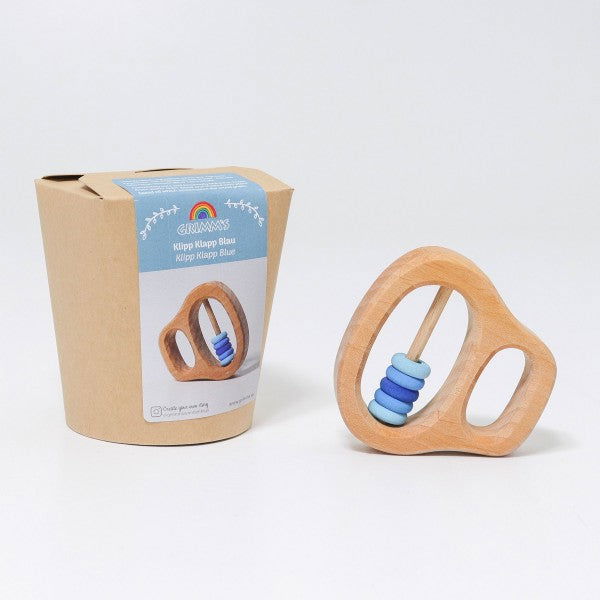 Grimm's | Wooden Rattle with Rings - Alex and Moo