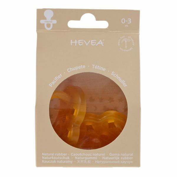 Hevea | 2-Pack Natural Rubber Classic Pacifier - Round - Alex and Moo