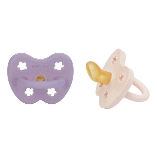 Hevea | 2-pack Orthodontic Pacifier (3-36 months) - Powder Pink & Lavender - Alex and Moo