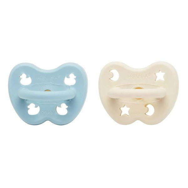 Hevea | 2-pack Pacifier (0-3 months) - Baby Blue & Milky White - Alex and Moo