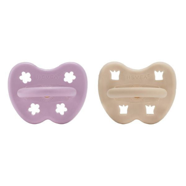 Hevea | 2-pack Pacifier (3-36 months) - Light Orchid & Sandy Nude - Alex and Moo