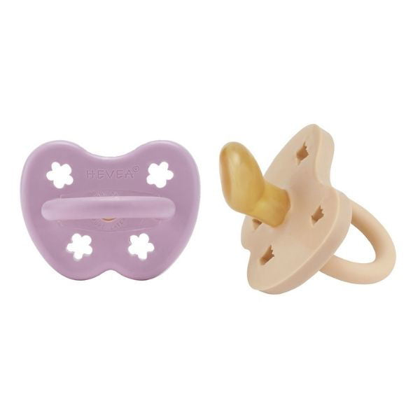 Hevea | 2-pack Pacifier (3-36 months) - Light Orchid & Sandy Nude - Alex and Moo