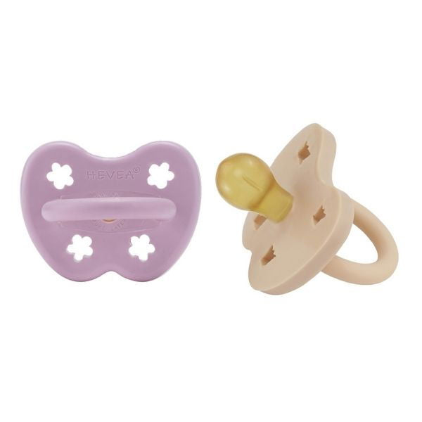 Hevea | 2-pack Pacifier (3-36 months) - Light Orchid & Sandy Nude - Alex and Moo