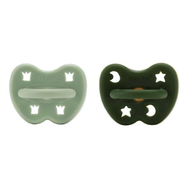 Hevea | 2-pack Pacifier (3-36 months) - Moss Green & Deep Forest Green - Alex and Moo