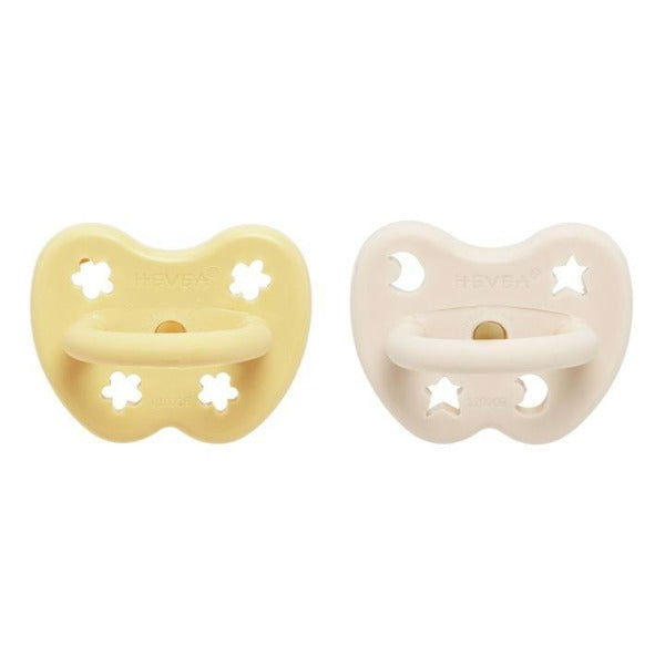 Hevea | 2-pack Pacifier (3-36 months) - Pale Butter & Milky White - Alex and Moo