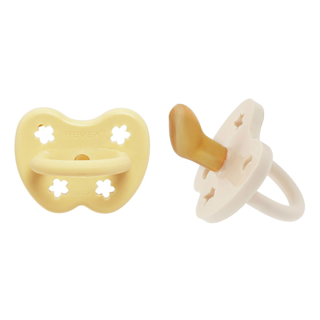 Hevea | 2-pack Pacifier (3-36 months) - Pale Butter & Milky White - Alex and Moo