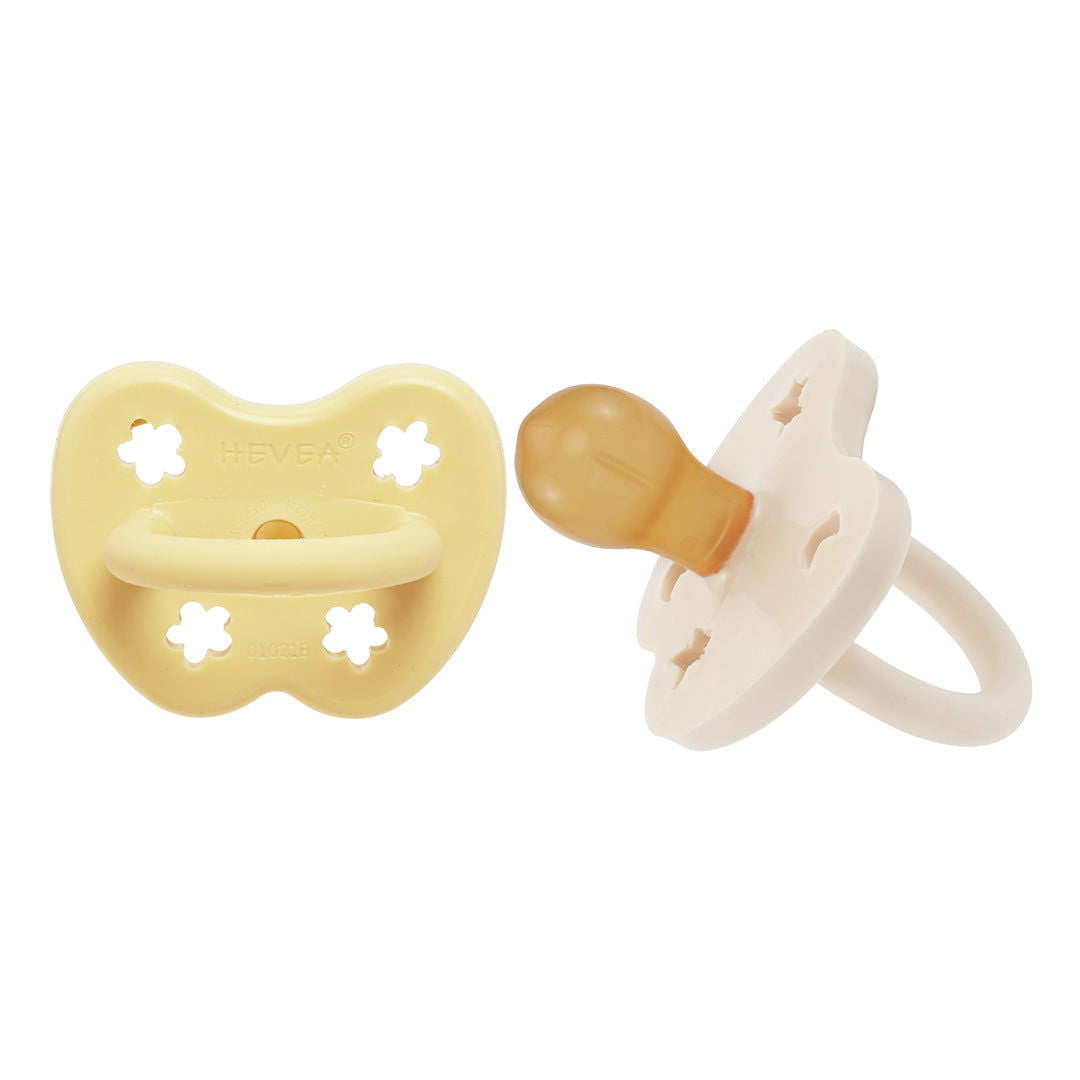 Hevea | 2-pack Pacifier (3-36 months) - Pale Butter & Milky White - Alex and Moo