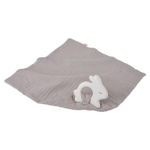 Kikadu | Rabbit Rubber Teether with Muslin - Alex and Moo