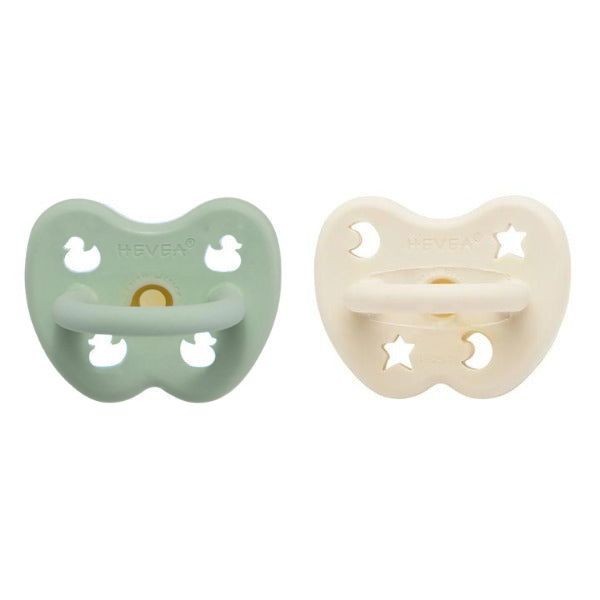 Hevea | 2-Pack Pacifier (0-3 months) - Milky White & Mellow Mint