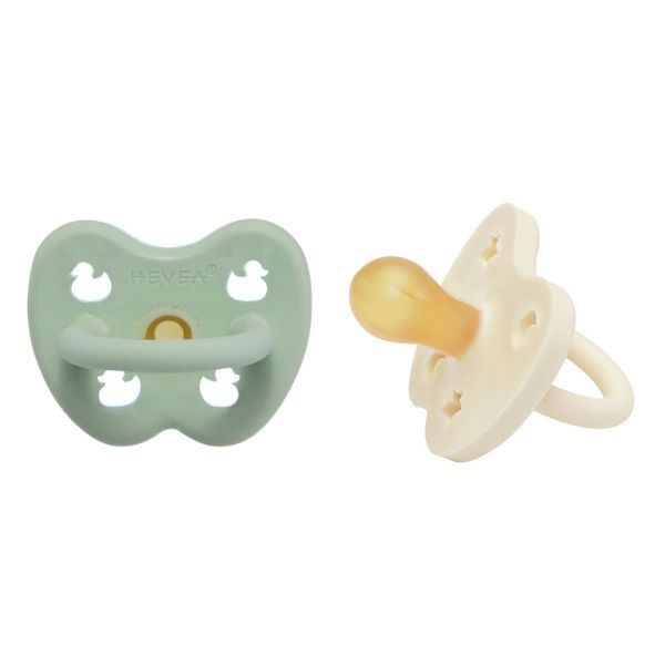Hevea | 2-Pack Pacifier (0-3 months) - Milky White & Mellow Mint