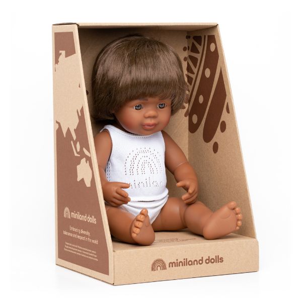 Miniland | 38cm Anatomically Correct Aboriginal Doll - Boxed - Alex and Moo