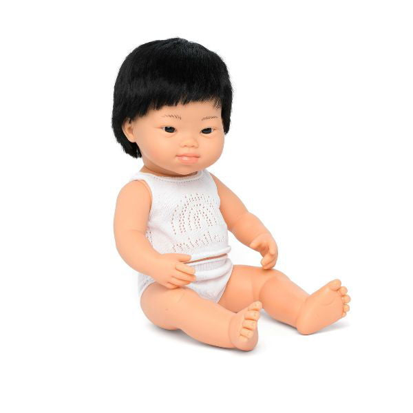 Miniland | 38cm Anatomically Correct Asian Boy with Down Syndrome - Boxed - Alex and Moo
