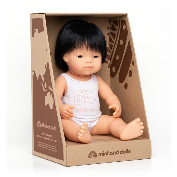 Miniland | 38cm Anatomically Correct Asian Doll - Boxed - Alex and Moo