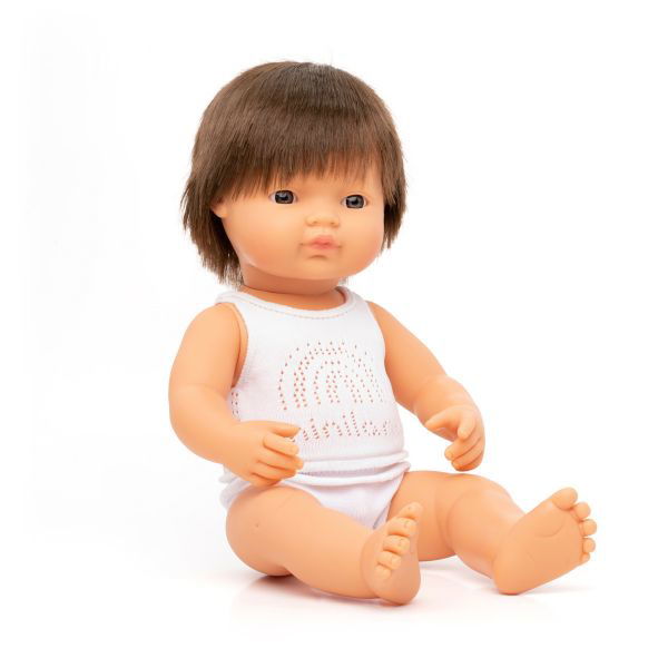 Miniland | 38cm Anatomically Correct Brunette Doll - Boxed - Alex and Moo