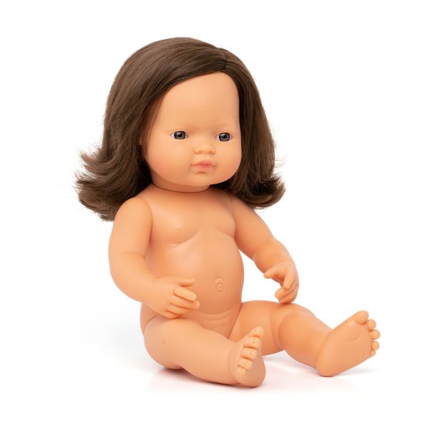 Miniland | 38cm Anatomically Correct Brunette Doll - Boxed - Alex and Moo