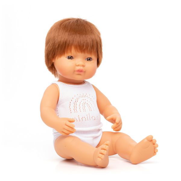 Miniland | 38cm Anatomically Correct Caucasian Doll with Red Hair - Boxed - Alex and Moo