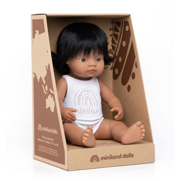 Miniland | 38cm Anatomically Correct Latin American Doll - Boxed - Alex and Moo
