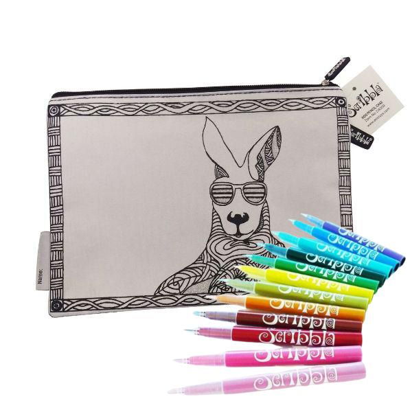 Scribbla | Colouring-in Pencil Case & 12 Fabric Marker Set - Alex and Moo