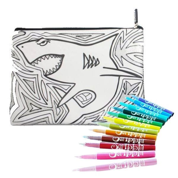Scribbla | Colouring-in Pencil Case & 12 Fabric Marker Set - Alex and Moo