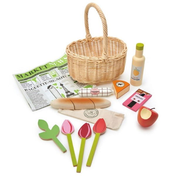 Tender Leaf Toys | Wicker Shopping Basket Set - Alex and Moo