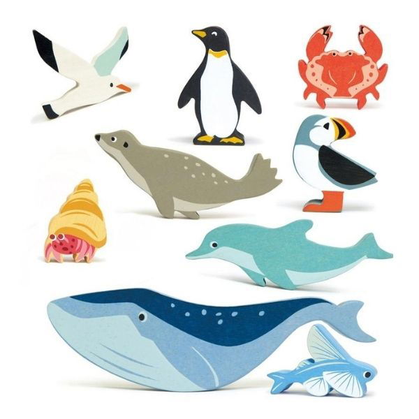 Tender Leaf Toys | Wooden Animals Set - Coastal Animals (9PCS) - Alex and Moo